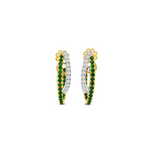 Round Cut Tsavorite & Diamond Earrings