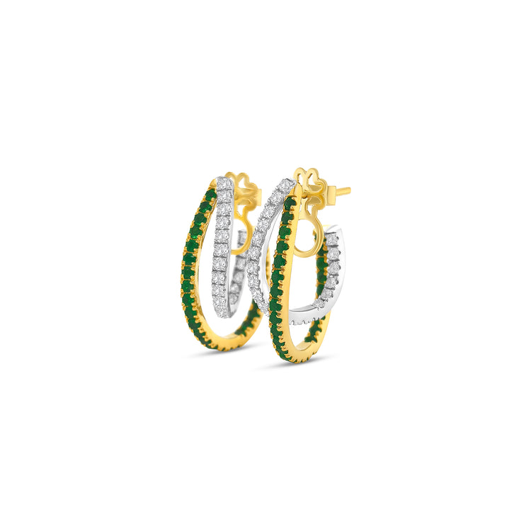 Round Cut Tsavorite & Diamond Earrings