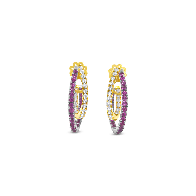 Round Cut Sapphire & Diamond Earrings