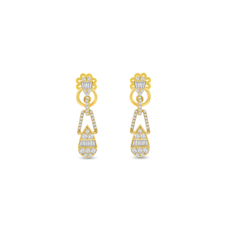 Baguette Cut Diamond Earrings