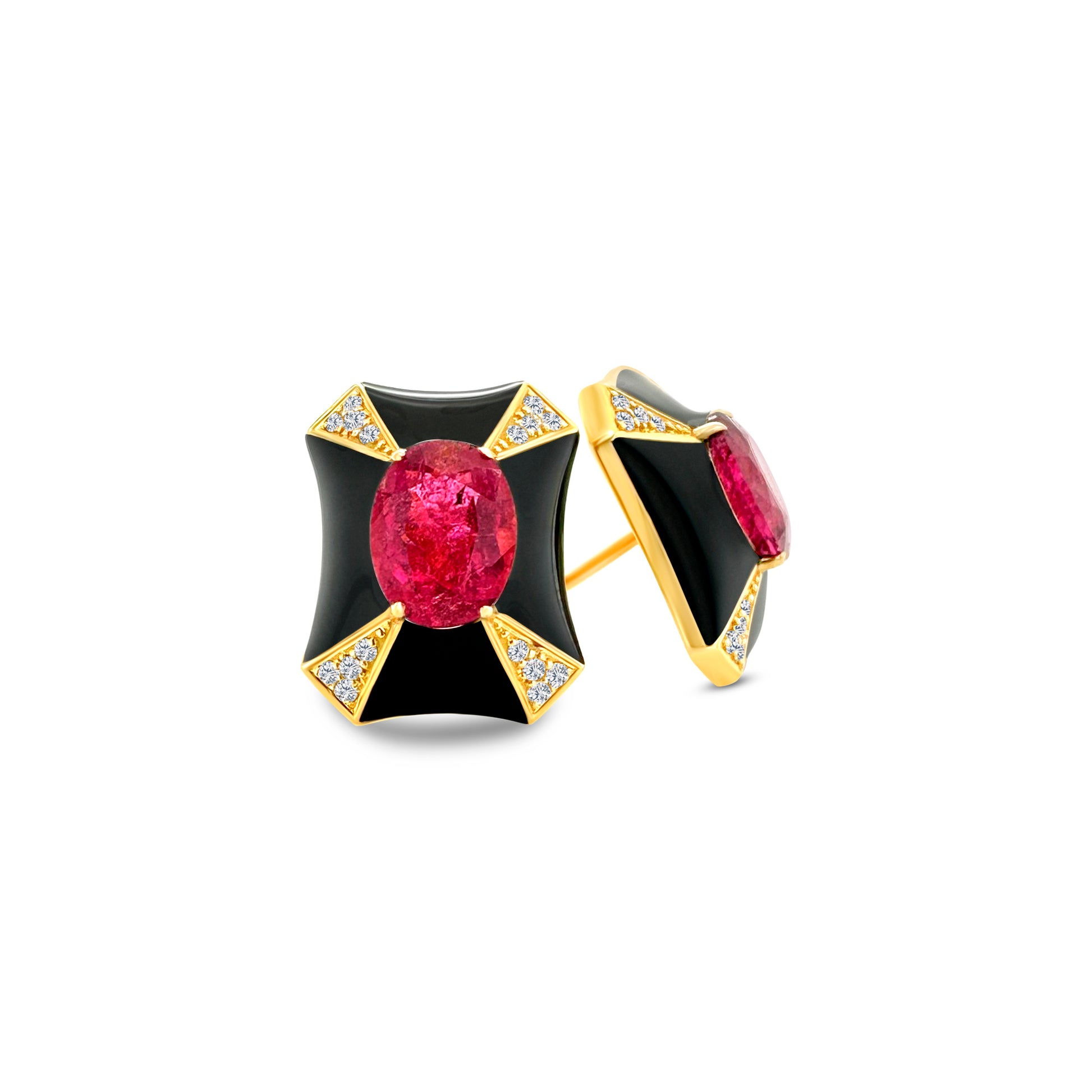 "Tourmaline & Diamond Stud Earrings," "Tourmaline Earrings," "Diamond Earrings," "Fine Jewelry," "Luxury Earrings," "Fashion Earrings," "Tourmaline Jewelry," "Sparkling Stud Earrings," "Statement Earrings," "Elegant Jewelry," "Special Occasion Earrings," "Tourmaline and Diamond Studs," "Timeless Jewelry," "Handcrafted Earrings," "Gemstone Stud Earrings."