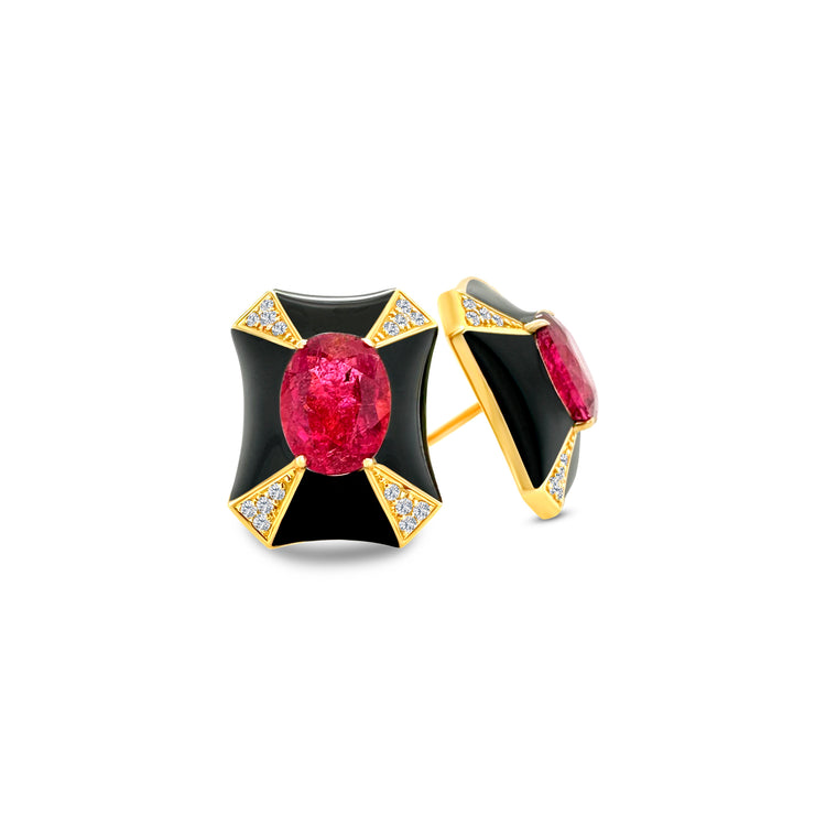 "Tourmaline & Diamond Stud Earrings," "Tourmaline Earrings," "Diamond Earrings," "Fine Jewelry," "Luxury Earrings," "Fashion Earrings," "Tourmaline Jewelry," "Sparkling Stud Earrings," "Statement Earrings," "Elegant Jewelry," "Special Occasion Earrings," "Tourmaline and Diamond Studs," "Timeless Jewelry," "Handcrafted Earrings," "Gemstone Stud Earrings."