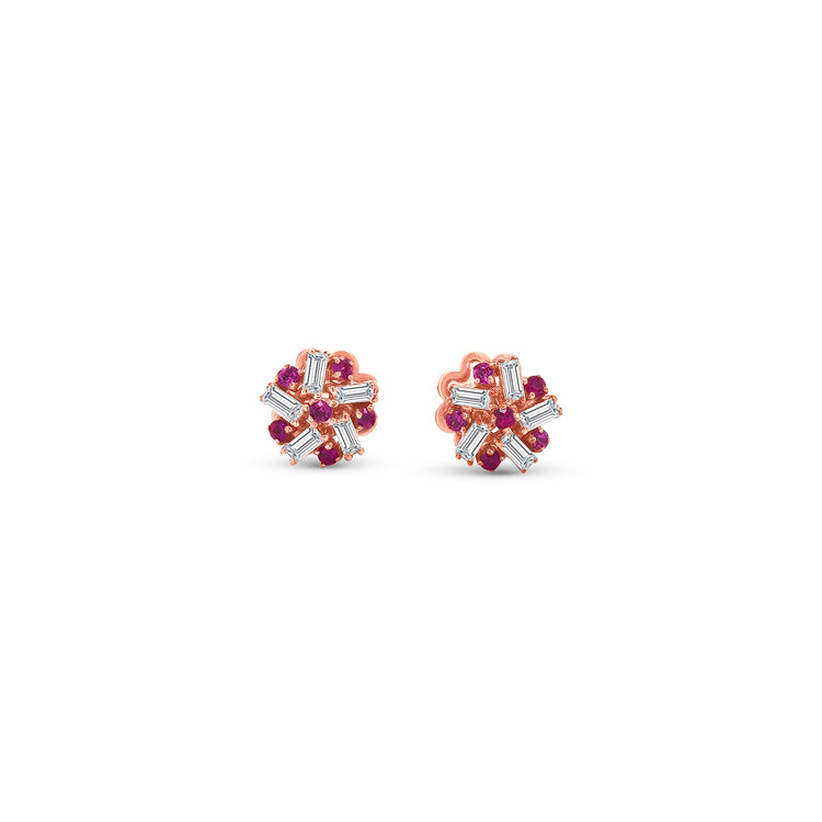 Ruby & Diamond Stud Earrings, Ruby Earrings, Diamond Earrings, Fine Jewelry, Luxury Earrings, Fashion Earrings, Ruby Jewelry, Sparkling Stud Earrings, Statement Earrings, Elegant Jewelry, Special Occasion Earrings, Ruby and Diamond Studs, Timeless Jewelry, Handcrafted Earrings, Gemstone Stud Earrings