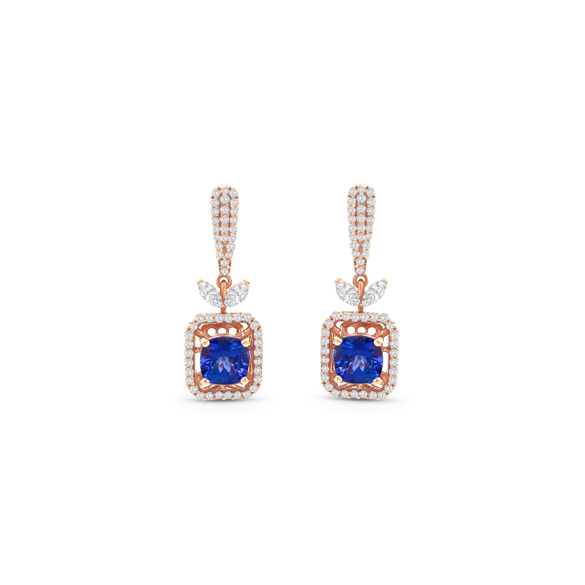 Square Cushion Tanzanite & Diamond Drop Earrings, Tanzanite Earrings, Diamond Drop Earrings, Fine Jewelry, Luxury Earrings, Fashion Earrings, Tanzanite Jewelry, Sparkling Drop Earrings, Statement Earrings, Elegant Jewelry, Special Occasion Earrings, Tanzanite and Diamond Earrings, Timeless Jewelry, Handcrafted Earrings, Gemstone Drop Earrings