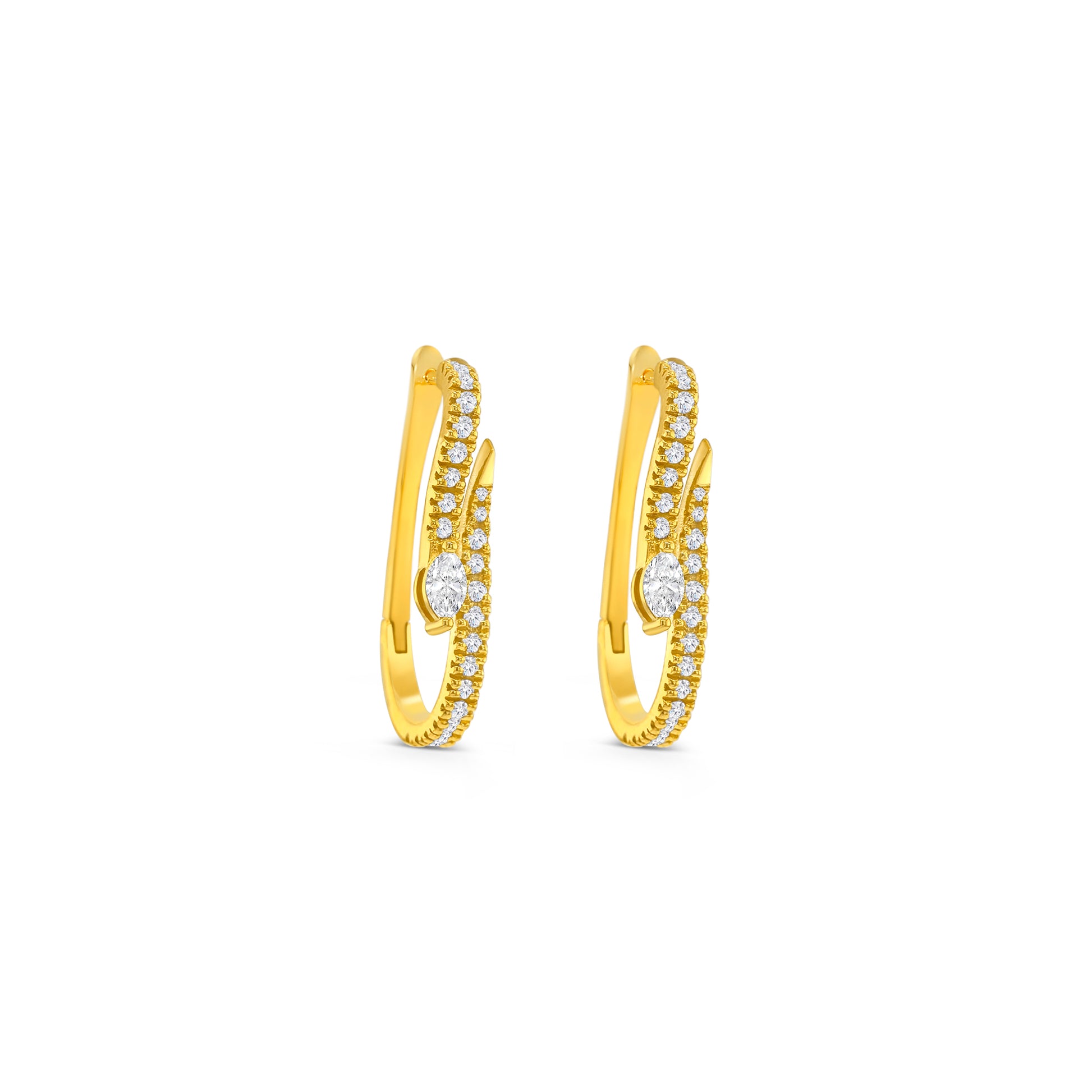 Marquise diamond earrings, Round brilliant diamond earrings, Diamond huggy earrings, White gold diamond earrings, Luxury diamond hoops, Fine jewelry earrings, Sparkling diamond earrings, Marquise and round diamond jewelry, Designer diamond earrings, Elegant diamond hoops