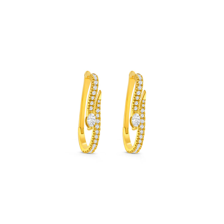 Marquise diamond earrings, Round brilliant diamond earrings, Diamond huggy earrings, White gold diamond earrings, Luxury diamond hoops, Fine jewelry earrings, Sparkling diamond earrings, Marquise and round diamond jewelry, Designer diamond earrings, Elegant diamond hoops