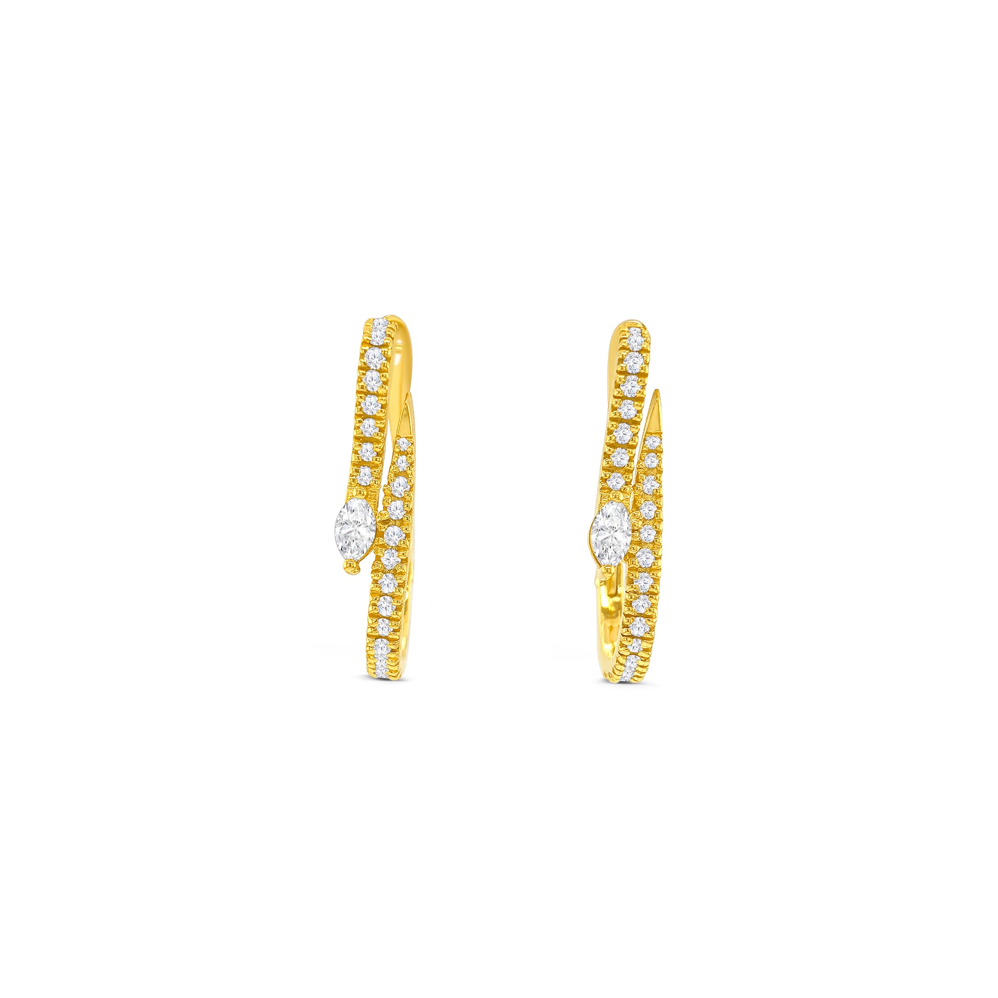 Marquise diamond earrings, Round brilliant diamond earrings, Diamond huggy earrings, White gold diamond earrings, Luxury diamond hoops, Fine jewelry earrings, Sparkling diamond earrings, Marquise and round diamond jewelry, Designer diamond earrings, Elegant diamond hoops