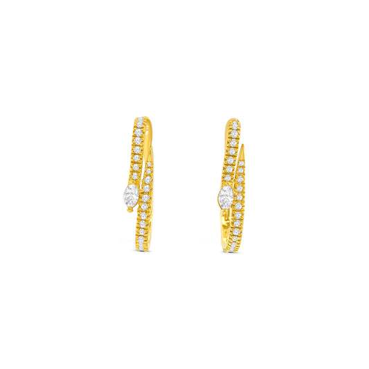 Marquise diamond earrings, Round brilliant diamond earrings, Diamond huggy earrings, White gold diamond earrings, Luxury diamond hoops, Fine jewelry earrings, Sparkling diamond earrings, Marquise and round diamond jewelry, Designer diamond earrings, Elegant diamond hoops