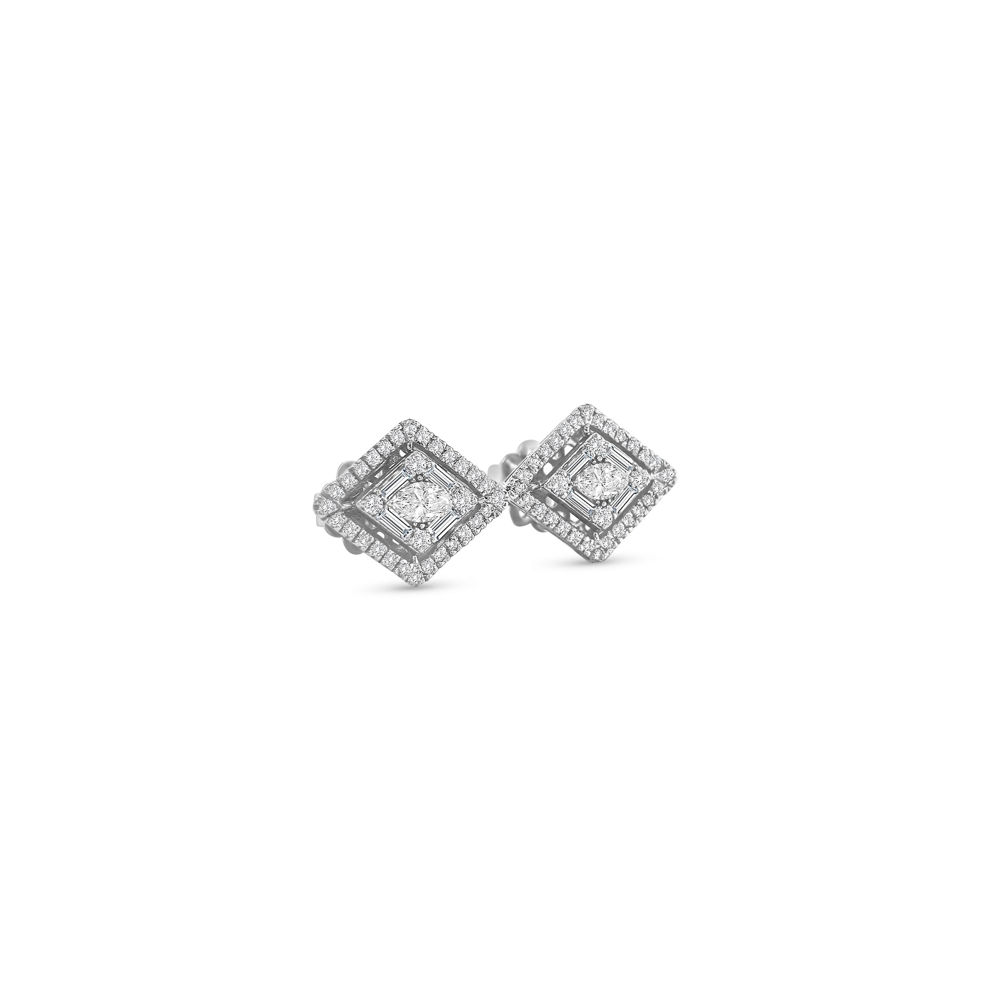 Round brilliant diamond earrings, Marquise diamond earrings, Baguette cut diamond earrings, Multi-cut diamond studs, White gold diamond studs, Luxury diamond earrings, Fine jewelry stud earrings, Designer diamond studs, Elegant diamond earrings, Sparkling diamond studs