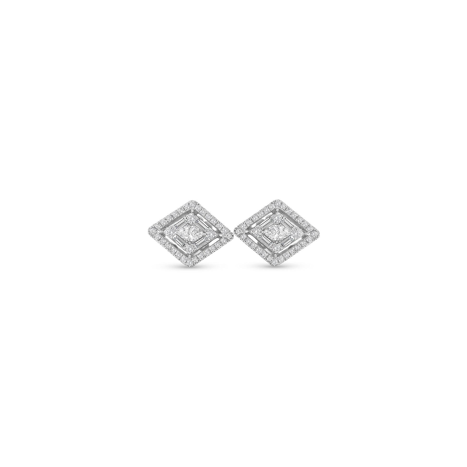 Round brilliant diamond earrings, Marquise diamond earrings, Baguette cut diamond earrings, Multi-cut diamond studs, White gold diamond studs, Luxury diamond earrings, Fine jewelry stud earrings, Designer diamond studs, Elegant diamond earrings, Sparkling diamond studs