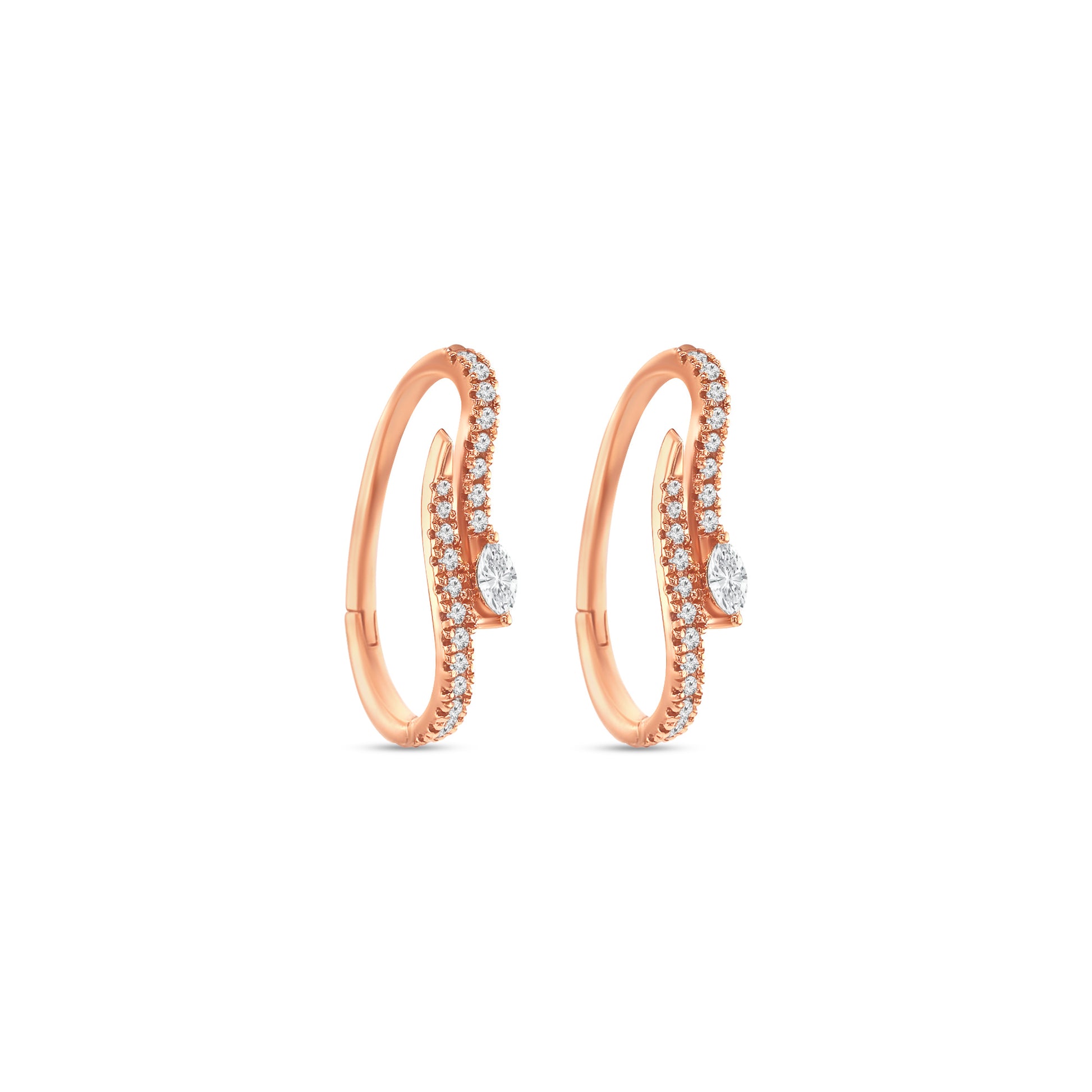 Marquise diamond earrings, Round brilliant diamond earrings, Diamond huggy earrings, White gold diamond earrings, Luxury diamond hoops, Fine jewelry earrings, Sparkling diamond earrings, Marquise and round diamond jewelry, Designer diamond earrings, Elegant diamond hoops