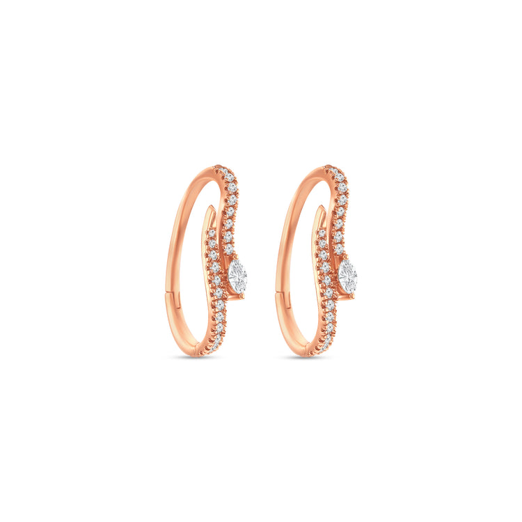 Marquise diamond earrings, Round brilliant diamond earrings, Diamond huggy earrings, White gold diamond earrings, Luxury diamond hoops, Fine jewelry earrings, Sparkling diamond earrings, Marquise and round diamond jewelry, Designer diamond earrings, Elegant diamond hoops