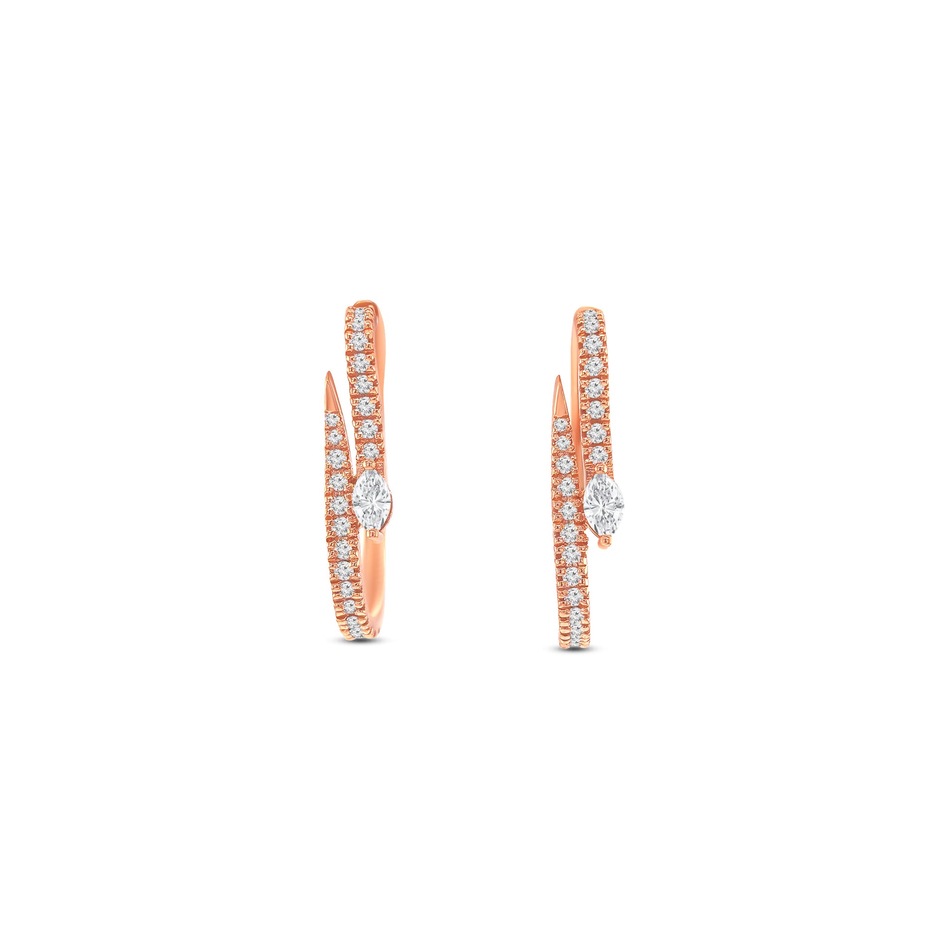 Marquise diamond earrings, Round brilliant diamond earrings, Diamond huggy earrings, White gold diamond earrings, Luxury diamond hoops, Fine jewelry earrings, Sparkling diamond earrings, Marquise and round diamond jewelry, Designer diamond earrings, Elegant diamond hoops