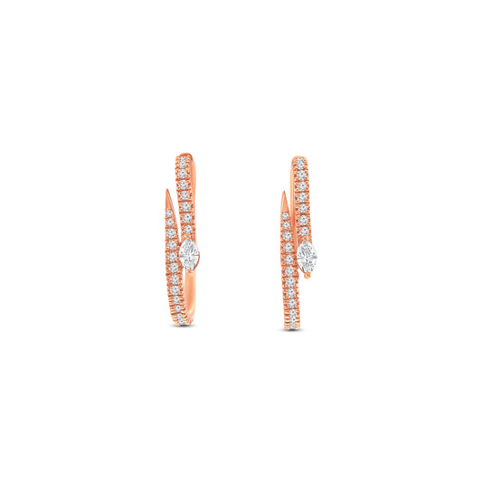 Marquise diamond earrings, Round brilliant diamond earrings, Diamond huggy earrings, White gold diamond earrings, Luxury diamond hoops, Fine jewelry earrings, Sparkling diamond earrings, Marquise and round diamond jewelry, Designer diamond earrings, Elegant diamond hoops