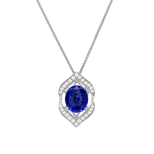 Oval Tanzanite & Diamond Pendant
