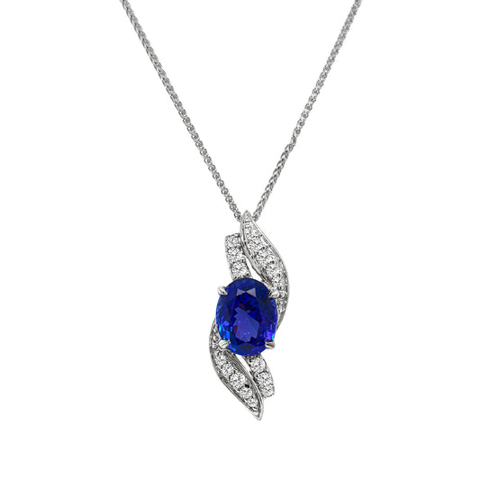 Oval Tanzanite & Diamond Pendant