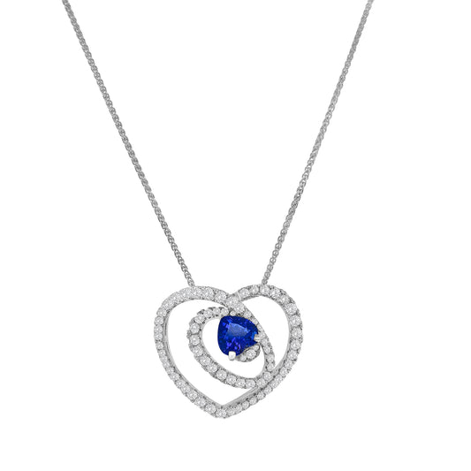 Heart Shape Tanzanite & Diamond Pendant
