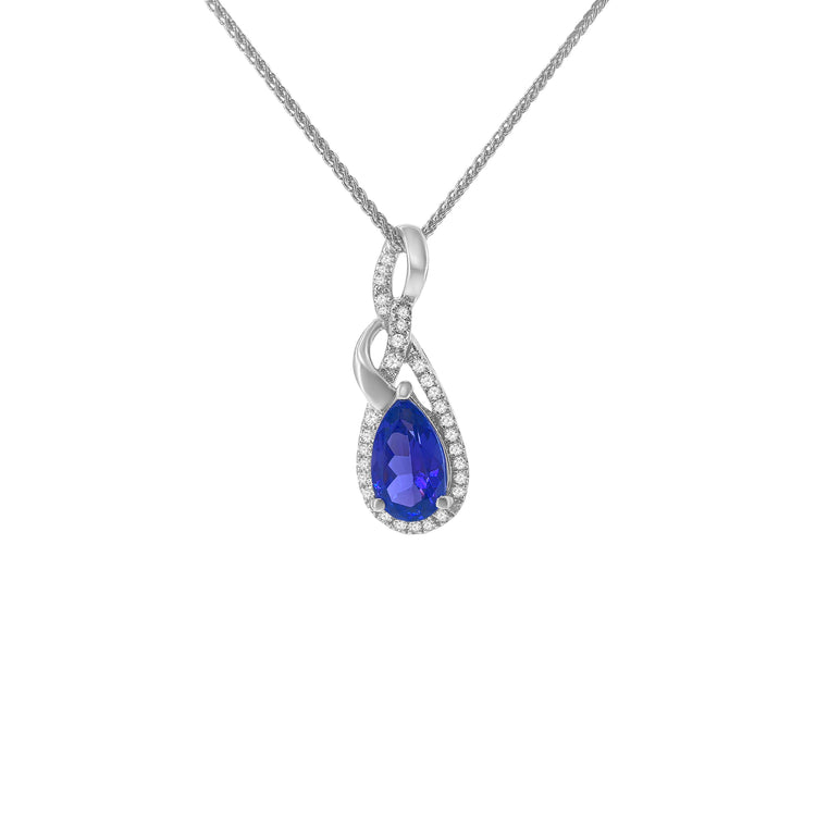 Pear Shape Tanzanite Diamond Swirl Pendant