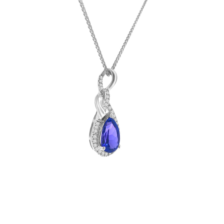 Pear Shape Tanzanite Diamond Swirl Pendant