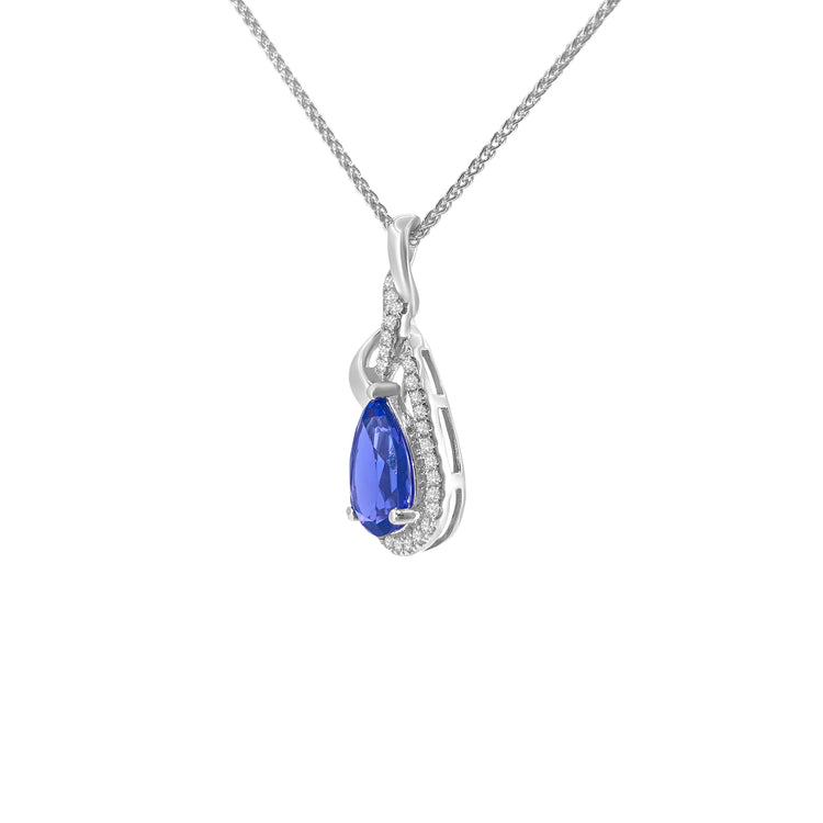 Pear Shape Tanzanite Diamond Swirl Pendant