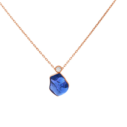 Cabochon Tanzanite Diamond Drop Pendant