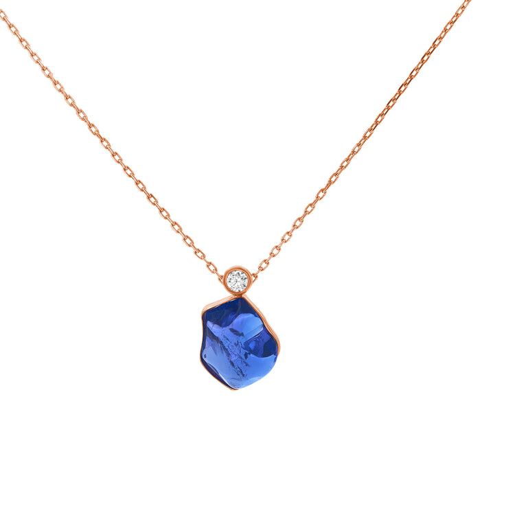 Cabochon Tanzanite Diamond Drop Pendant
