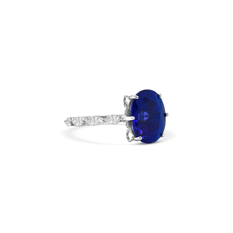 Oval Solitaire Tanzanite and Diamond Ring