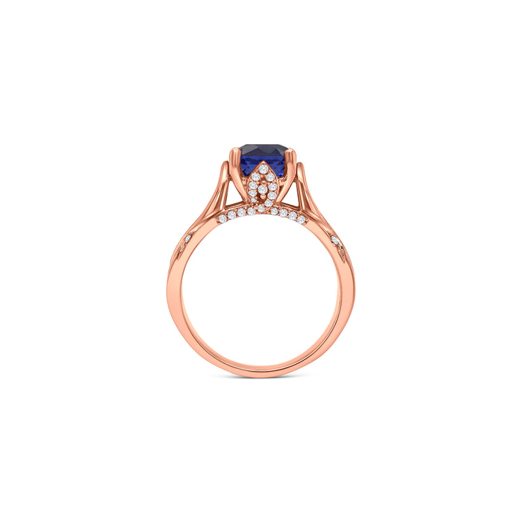 Round Tanzanite & Round Brilliant Diamond Ring