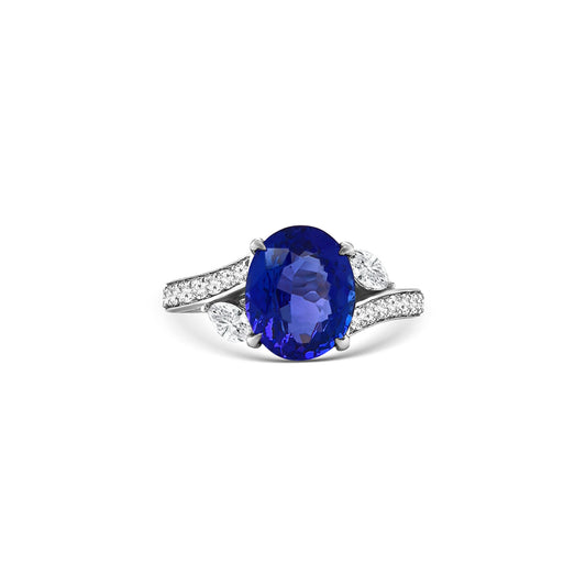 Oval Cut Tanzanite & Diamond Ring
