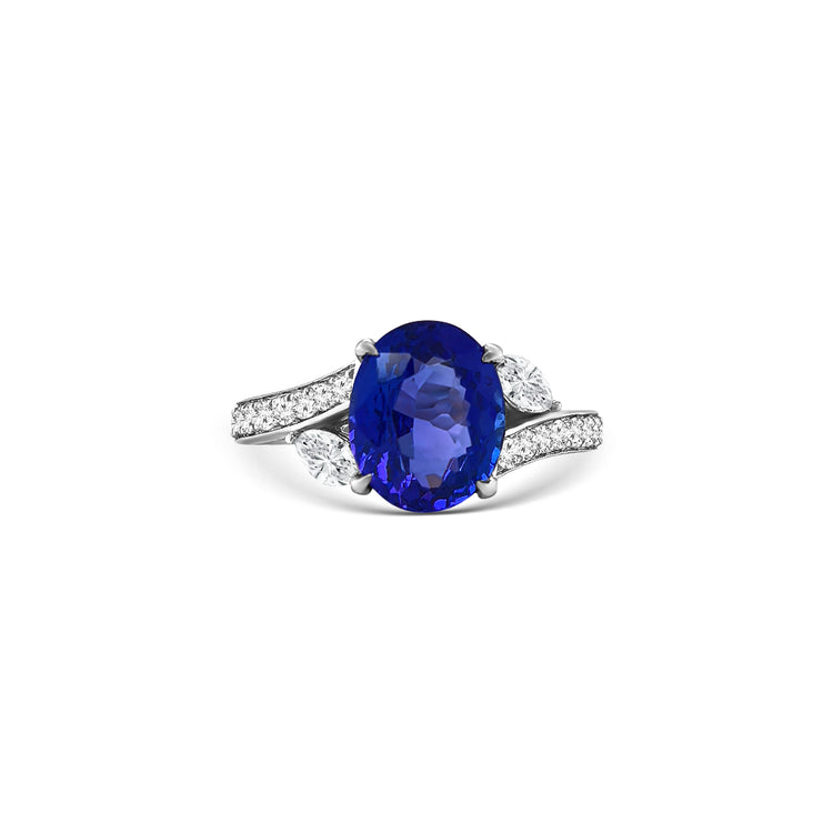 Oval Cut Tanzanite & Diamond Ring