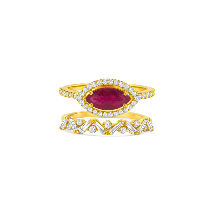 Marquise Cut Ruby & Diamond Ring