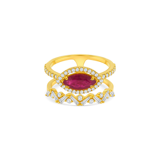Marquise Cut Ruby & Diamond Ring