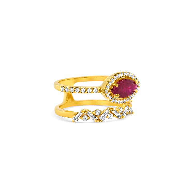 Marquise Cut Ruby & Diamond Ring