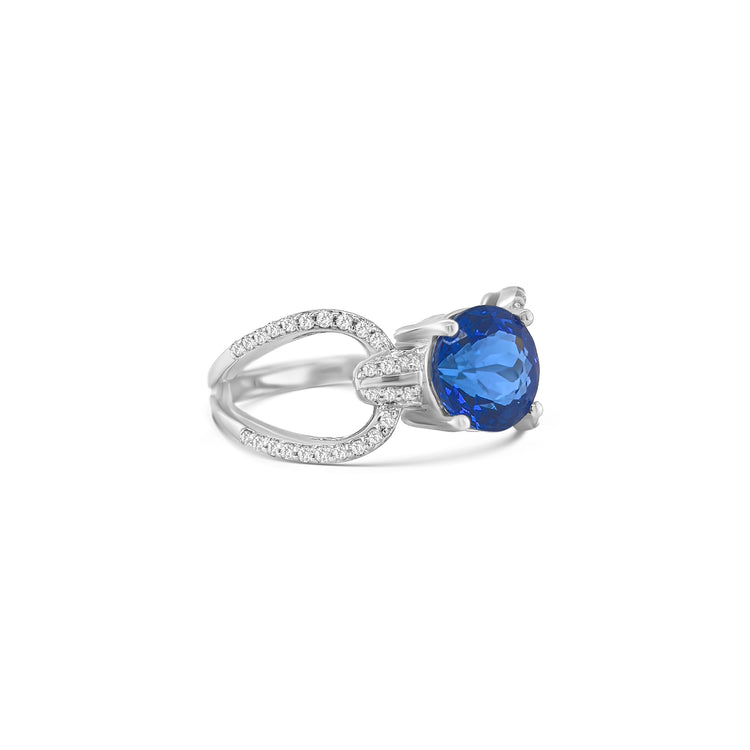 Round Brilliant Cut Tanzanite & Diamond Ring