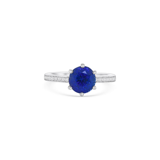 Round Cut Tanzanite & Diamond Ring