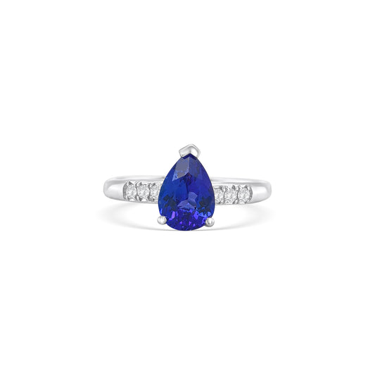 Pear Shaped Tanzanite & Diamond Ring