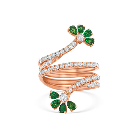 Pear Shape Tsavorite & Diamond Ring