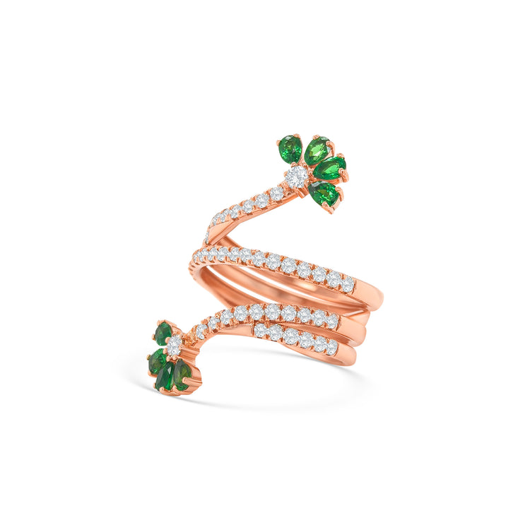 Pear Shape Tsavorite & Diamond Ring