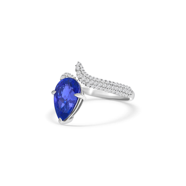 Pear Cut Tanzanite Split Shank Ring