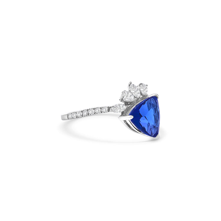 Trilliant Cut Tanzanite Diamond Cluster Ring