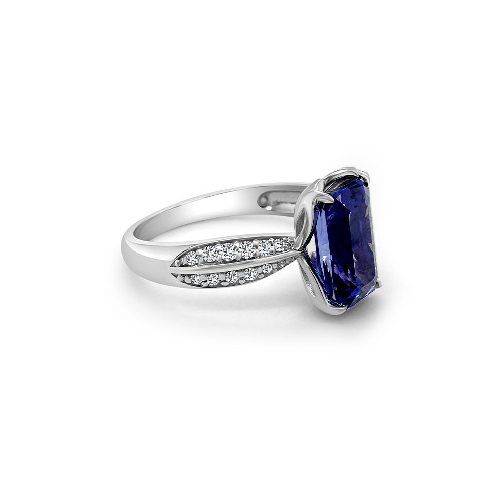 "Emerald Cut Tanzanite & Diamond Ring," "Exquisite Emerald Cut Tanzanite Engagement Ring," "Luxurious Tanzanite and Diamond Ring with Emerald Cut," "Elegant Emerald Cut Tanzanite Diamond Ring," "Fine Jewelry Emerald Cut Tanzanite with Diamonds," "High-Quality Tanzanite Emerald Cut Diamond Ring," "Statement Emerald Cut Tanzanite and Diamond Band," "Sparkling Emerald Cut Tanzanite and Diamond Ring," "Beautiful Emerald Cut Tanzanite Wedding Ring," "Fashionable Tanzanite Diamond Ring with Emerald Cut."