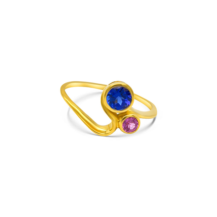 Round Tanzanite & Sapphire Dress Ring