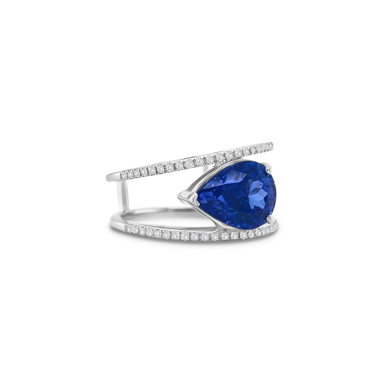 Pear Shape Tanzanite & Diamond Ring