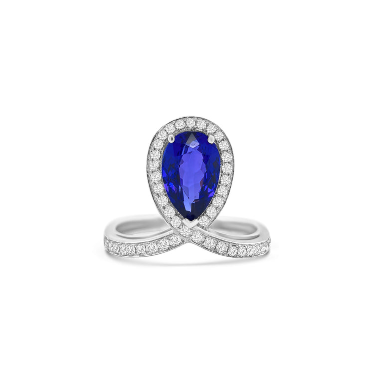 Pear Shape Tanzanite & Diamond Ring
