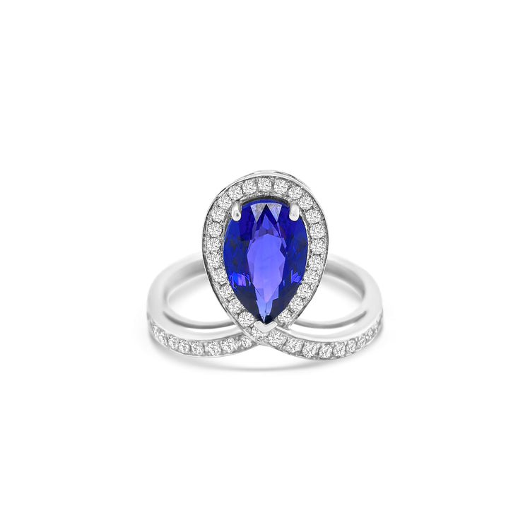 Pear Shape Tanzanite & Diamond Ring