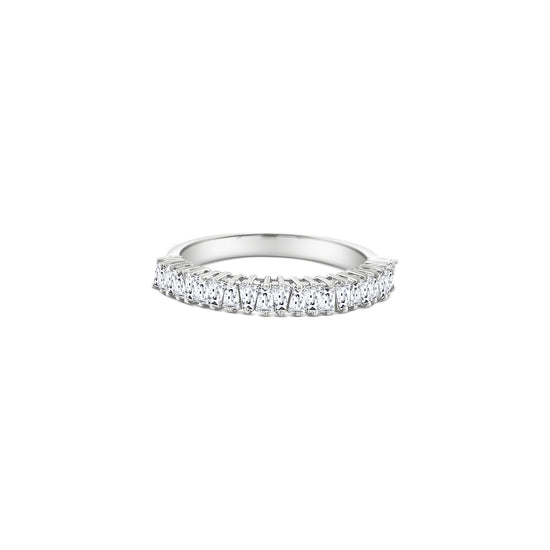 tapered baguette diamond ring, half eternity diamond ring, white gold baguette ring, delicate baguette cut band, fine diamond stacking ring, minimalist eternity band, tapered cut diamond ring