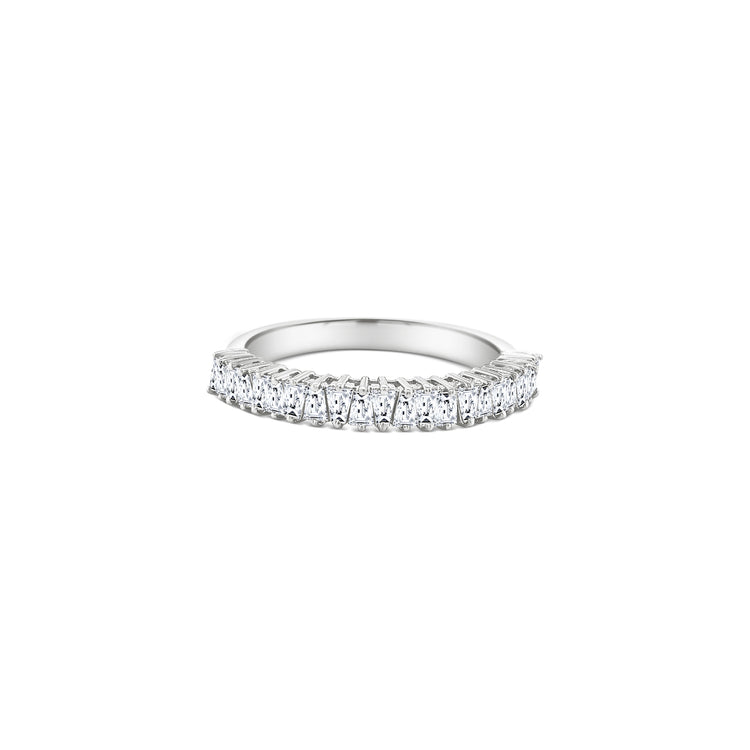 tapered baguette diamond ring, half eternity diamond ring, white gold baguette ring, delicate baguette cut band, fine diamond stacking ring, minimalist eternity band, tapered cut diamond ring