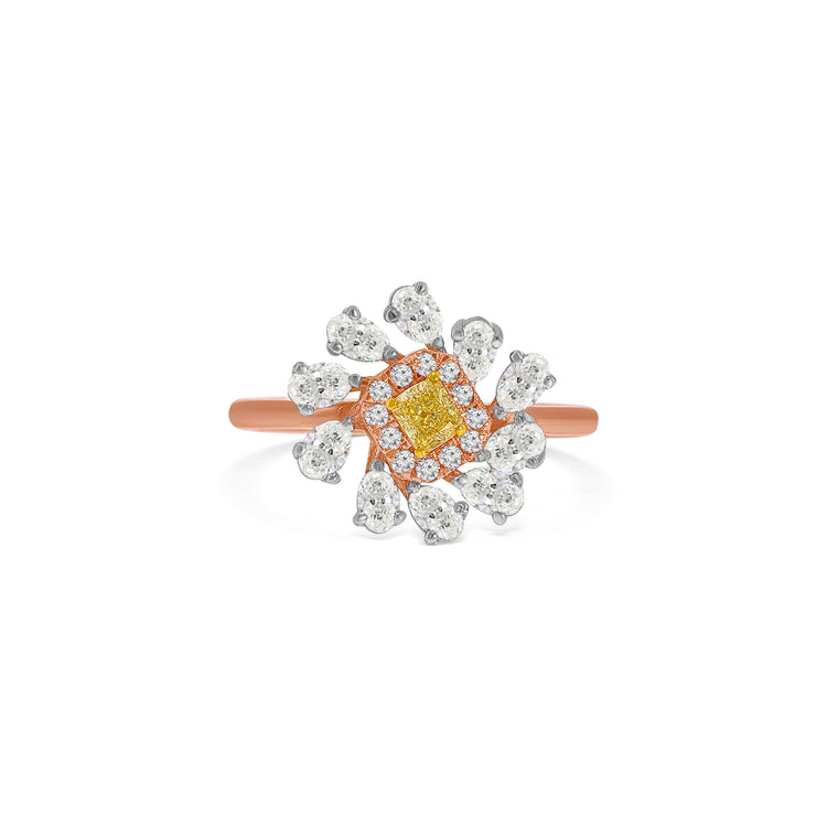 Fancy Light Yellow Radiant Cut Diamond Cluster Ring