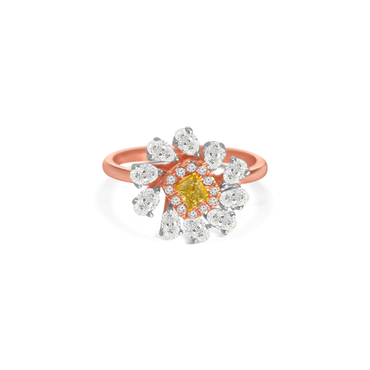Fancy Light Yellow Radiant Cut Diamond Cluster Ring
