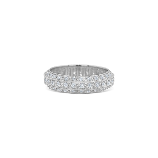 Round Brilliant Triple Row Eternity Diamond Ring
